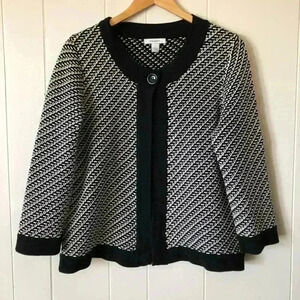 Dressbarn Women's Black and White 3/4 Sleeve Knit Cardigan Size L